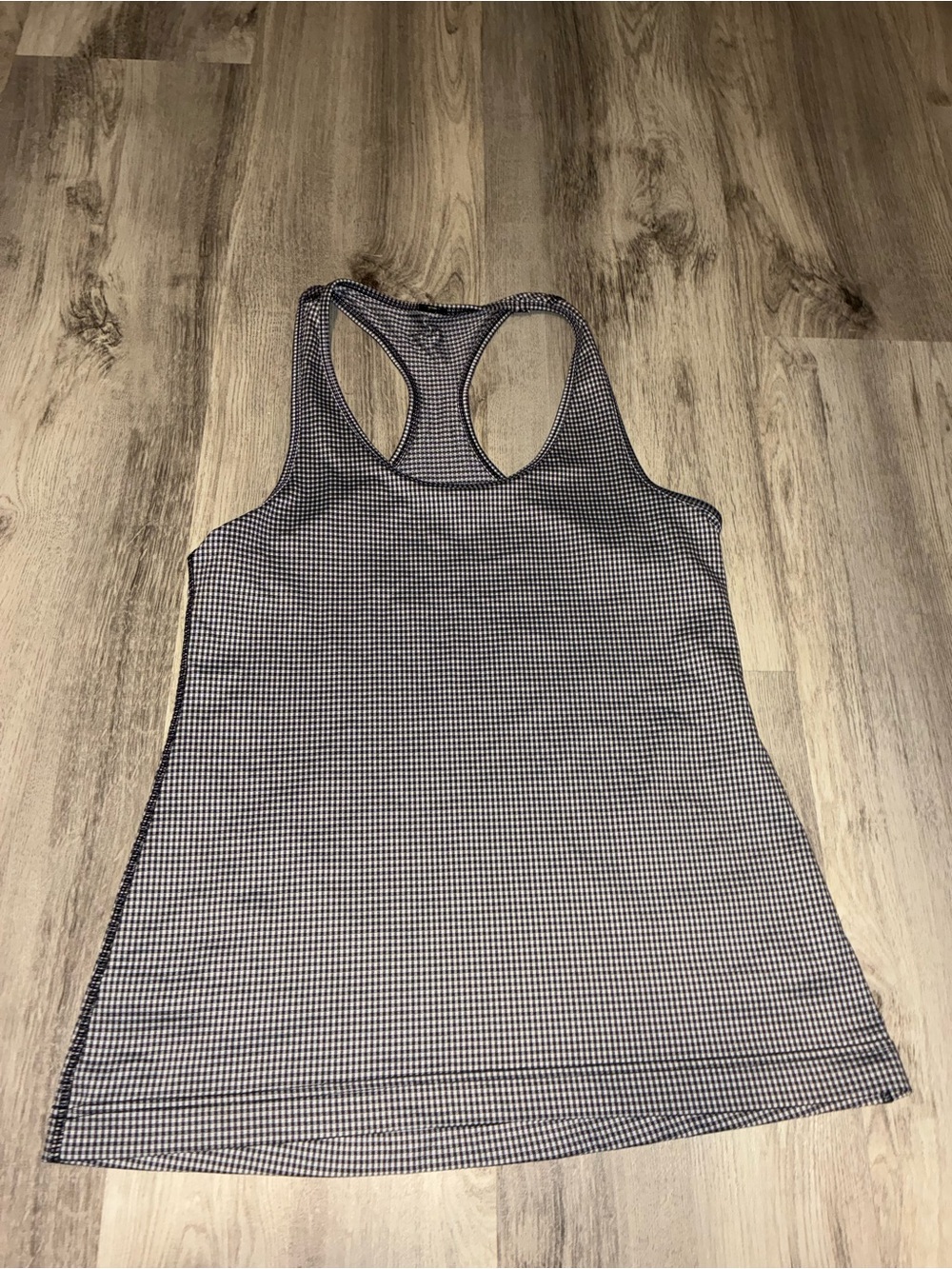 Kyodan Navy and White Gingham Racerback Tank